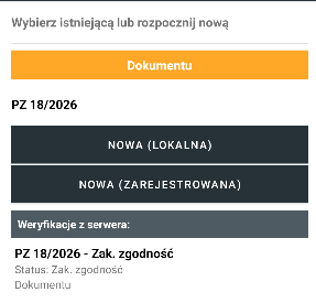 Widok weryfikacji PZ.