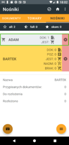 Widok zakładki nośniki w module rozkładania. 