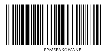 Kod kreskowy z kodem akcji PPMSPAKOWANE umożliwiającym oznaczenie dokumentu jako spakowany na ekranie przygotowania listu.