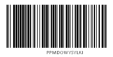 Kod kreskowy z tekstem PPMDOWYSYLKI uruchamiający oznaczenie dokumentu statusem Do Wysylki