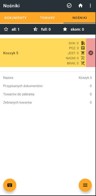 Widok zakładki nośniki z podpiętym nośnikiem.
