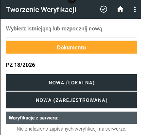 Widok tworzenia weryfikacji.