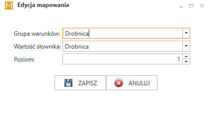 Okno edycji mapowania scenariuszy. 