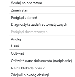 Widok menu kontekstowego