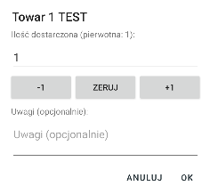 Okno edycji pozycji.