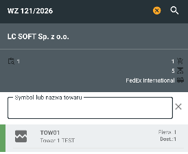 Widok dodawania towaru do zamówienia.