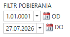 Widok filtra pobierania dokumentów.