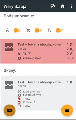 Widok podsumowania z danymi identyfikacyjnymi.